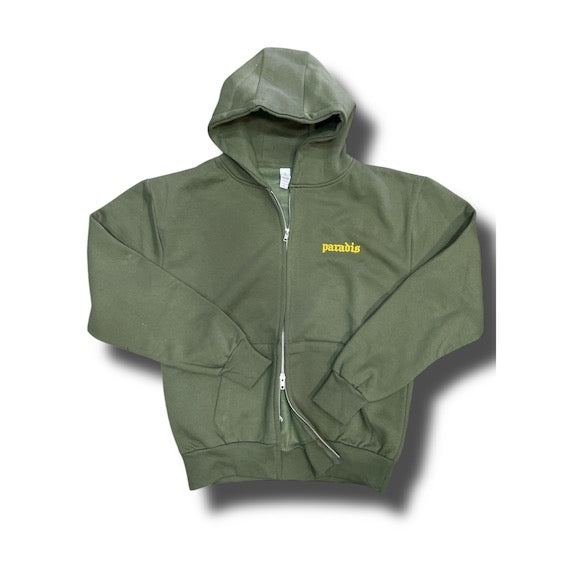 Sudadera capucha cremallera Logo bordada army