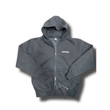 Sudadera capucha cremallera Logo bordada gris