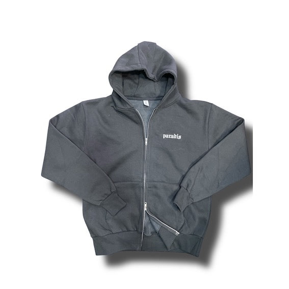 Sudadera capucha cremallera Logo bordada gris