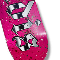 Tabla Paradis Splatter logo pink white 8"