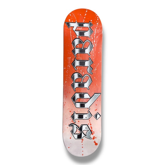 Tabla Paradis Splatter logo orange fade  8"