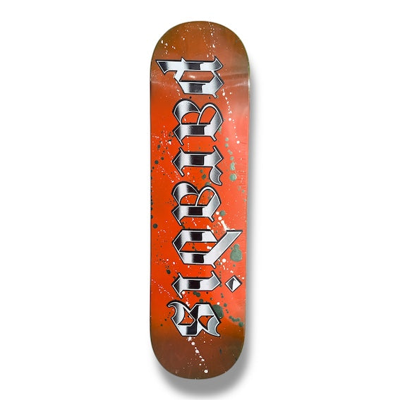 Tabla Paradis Splatter logo orange emerald drops 8.5"