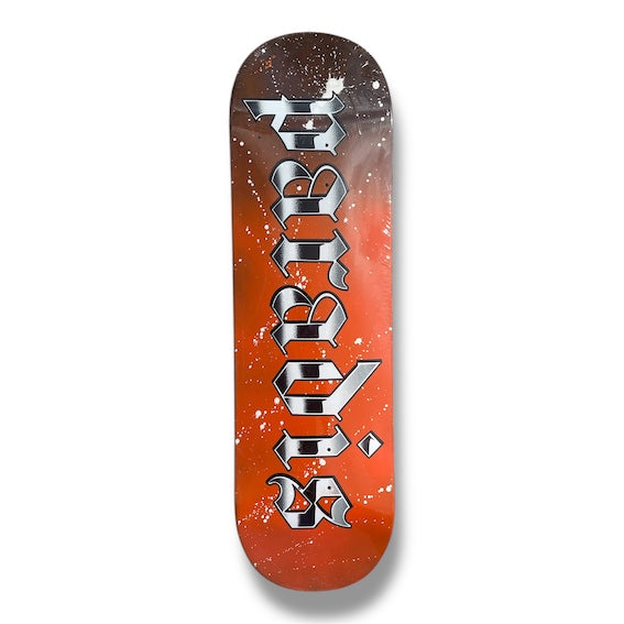 Tabla Paradis Splatter logo faded orange 9"