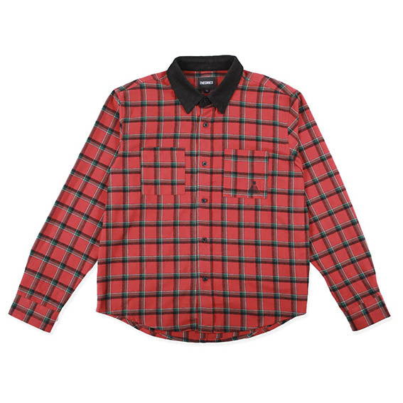 Theoris Cascadia Cord collar flannel brick