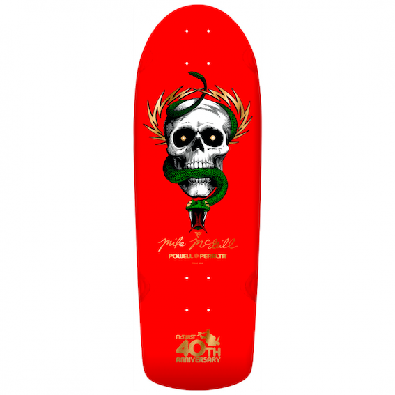 PREORDER - Tabla Powell Peralta Mike McGill Skull & Snake McTwist 40th Anniversary Red Gold Foil - 10"