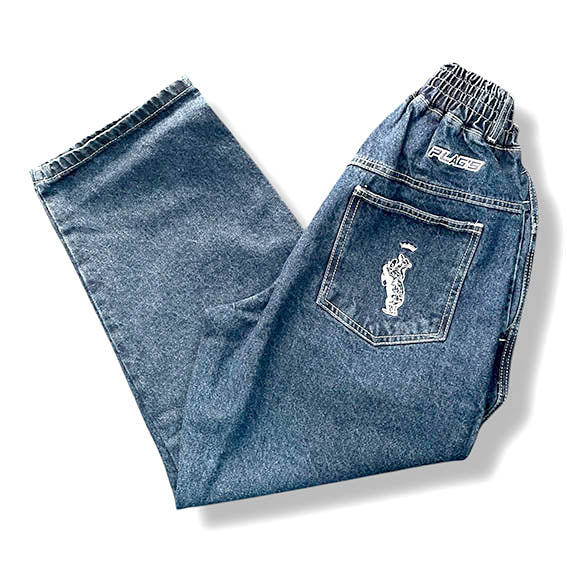 Pantalones Plags vaquero azul oscuro