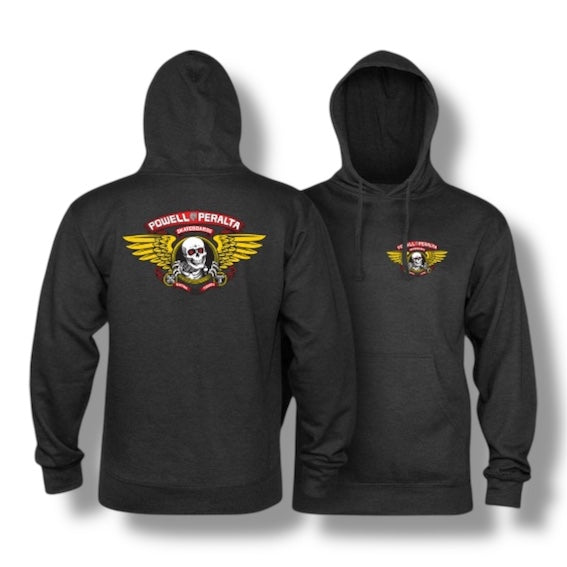 Sudadera capucha Powell Winged ripper gris jaspeado oscuro