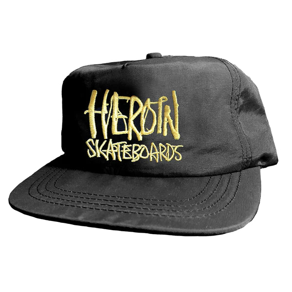 Heroin script black/gold nylon snapback